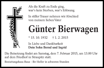 Traueranzeige von Günter Bierwagen von lausitzer_rundschau