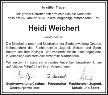 Traueranzeige von Heidi Weichert von lausitzer_rundschau