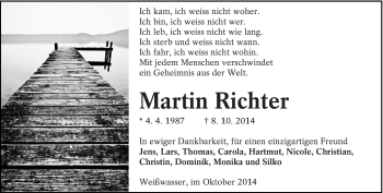 Traueranzeige von Martin Richter von lausitzer_rundschau