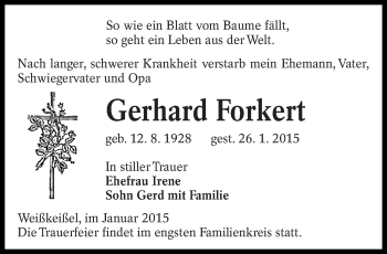 Traueranzeige von Gerhard Forkert von lausitzer_rundschau