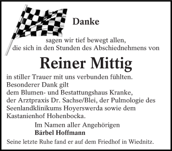 Traueranzeige von Reiner Mittig von lausitzer_rundschau
