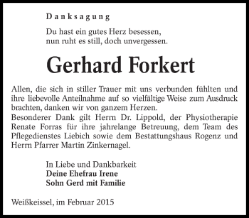 Traueranzeige von Gerhard Forkert von lausitzer_rundschau