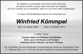 Traueranzeige von Winfried Kömmpel von lausitzer_rundschau