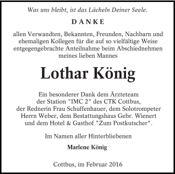 Traueranzeige von Lothar König von lausitzer_rundschau