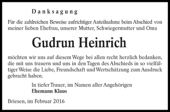 Traueranzeige von Gudrun Heinrich von lausitzer_rundschau