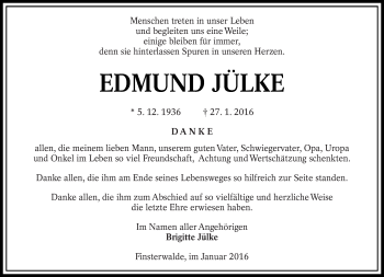 Traueranzeige von Edmund Jülke von lausitzer_rundschau