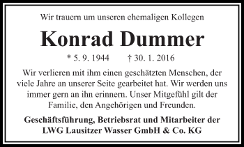 Traueranzeige von Konrad Dummer von lausitzer_rundschau