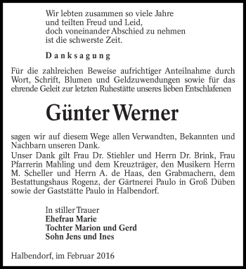 Traueranzeige von Günter Werner von lausitzer_rundschau