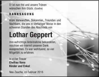 Traueranzeige von Lothar Geppert von lausitzer_rundschau