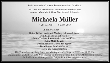 Traueranzeige von Michaela Müller von lausitzer_rundschau