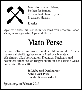 Traueranzeige von Mato Perse von lausitzer_rundschau