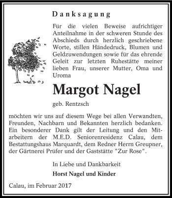 Traueranzeige von Margot Nagel von lausitzer_rundschau