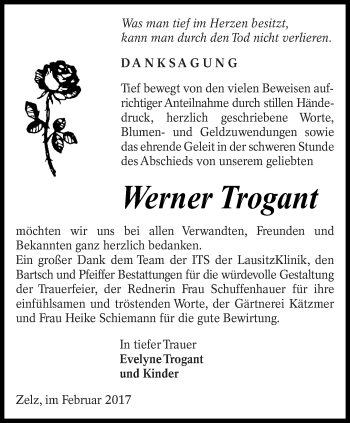 Traueranzeige von Werner Trogant von lausitzer_rundschau