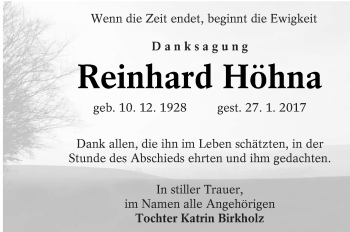 Traueranzeige von Reinhard Höhna von lausitzer_rundschau