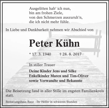 Traueranzeige von Peter Kühn von lausitzer_rundschau