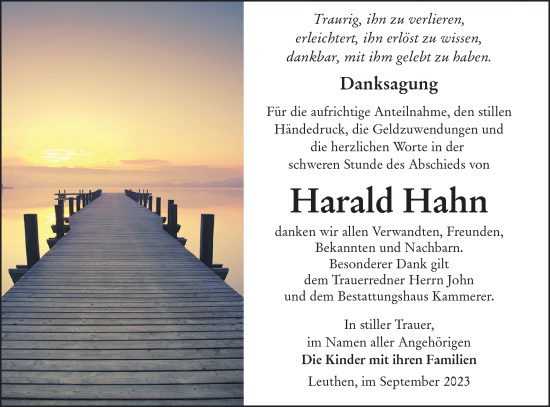 Traueranzeige von Harald Hahn von Lausitzer Rundschau