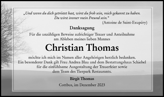 Traueranzeige von Christian Thomas von Lausitzer Rundschau