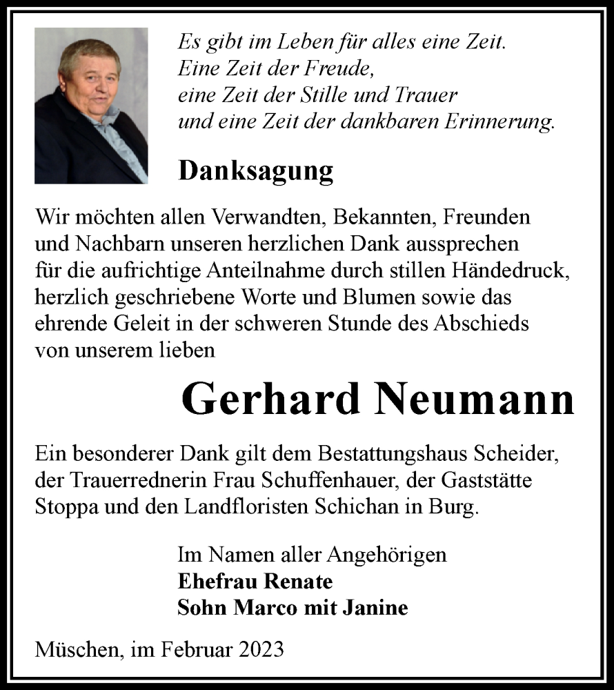  Traueranzeige für Gerhard Neumann vom 18.02.2023 aus Lausitzer Rundschau