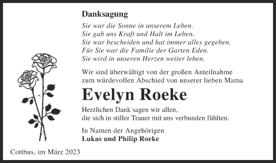 Traueranzeige von Evelyn Roeke von Lausitzer Rundschau