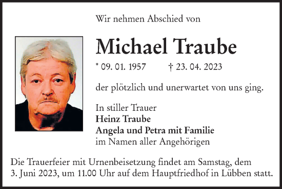 Traueranzeige von Michael Traube von Lausitzer Rundschau