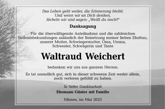 Traueranzeige von Waltraud Weichert von Lausitzer Rundschau