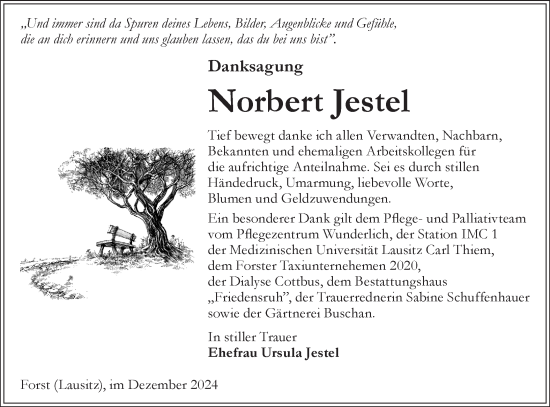 Traueranzeige von Norbert Jestel von Lausitzer Rundschau