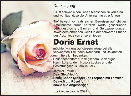 Traueranzeige von Doris Ernst von Lausitzer Rundschau