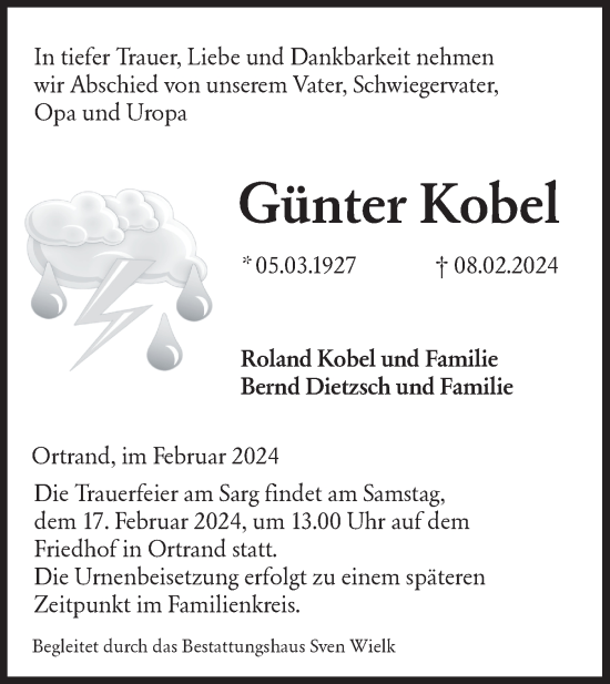 Traueranzeige von Günter Kobel von Lausitzer Rundschau
