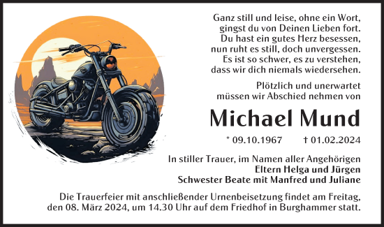 Traueranzeige von Michael Mund von Lausitzer Rundschau