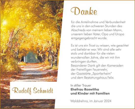 Traueranzeige von Rudolf Schmidt von Lausitzer Rundschau
