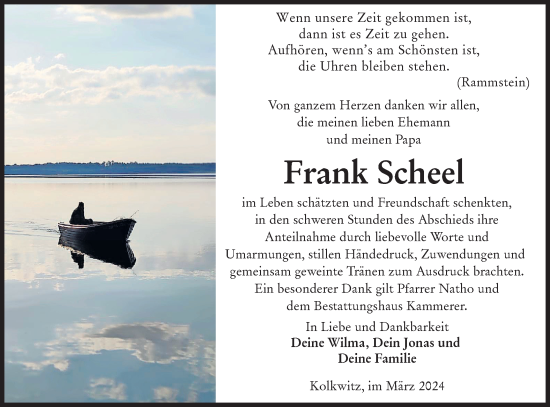 Traueranzeige von Frank Scheel von Lausitzer Rundschau