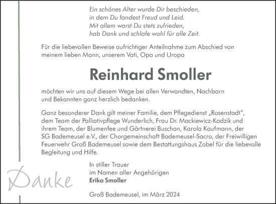 Traueranzeige von Reinhard Smoller von Lausitzer Rundschau