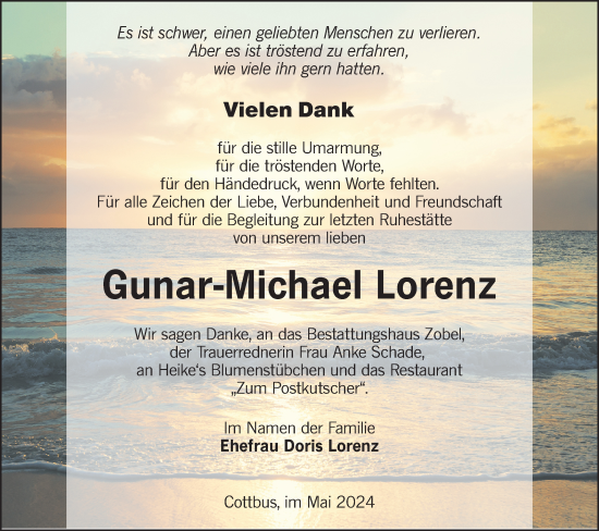 Traueranzeige von Gunar-Michael Lorenz von Lausitzer Rundschau
