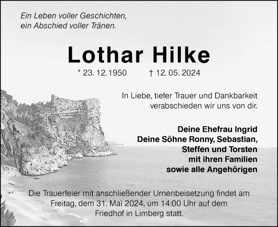 Traueranzeige von Lothar Hilke von Lausitzer Rundschau
