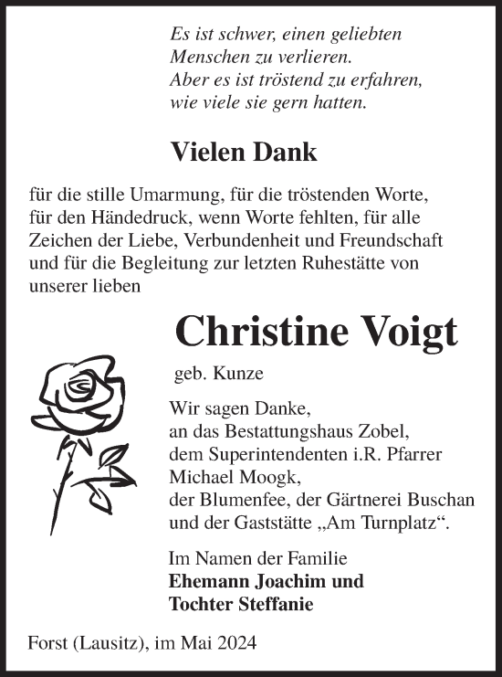 Traueranzeige von Christine Voigt von Lausitzer Rundschau