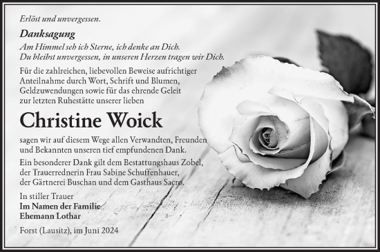 Traueranzeige von Christine Woick von Lausitzer Rundschau