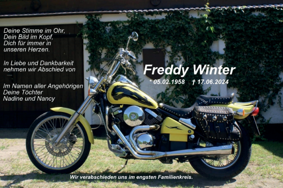 Traueranzeige von Freddy Winter von Lausitzer Rundschau