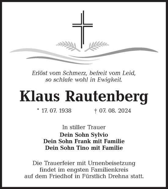 Traueranzeige von Klaus Rautenberg von Lausitzer Rundschau