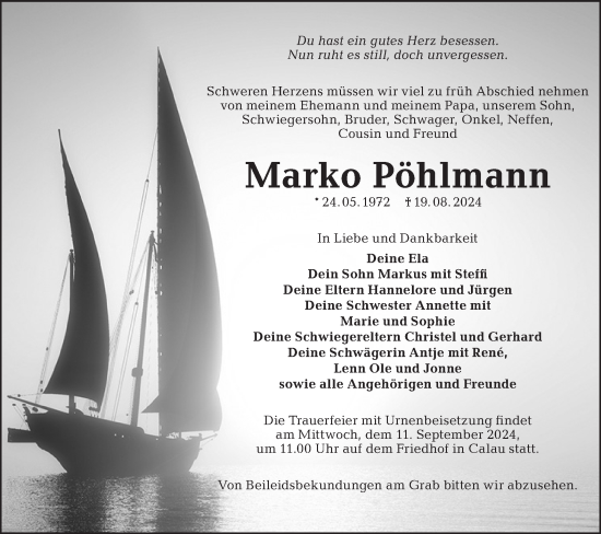 Traueranzeige von Marko Pöhlmann von Lausitzer Rundschau