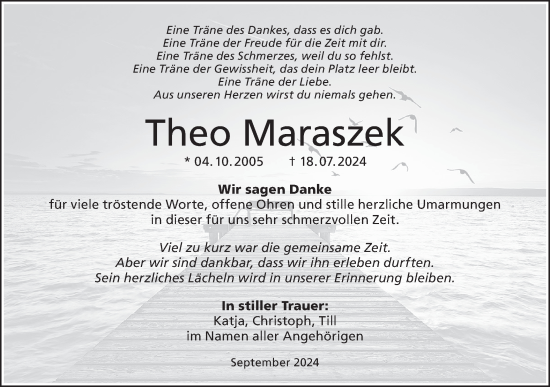 Traueranzeige von Theo Maraszek von Lausitzer Rundschau