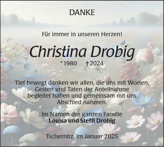 Traueranzeige von Christina Drobig von Lausitzer Rundschau