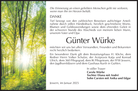 Traueranzeige von Günter Würke von Lausitzer Rundschau