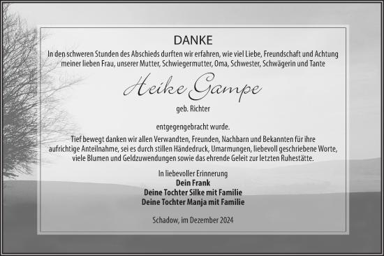 Traueranzeige von Heike Gampe von Lausitzer Rundschau