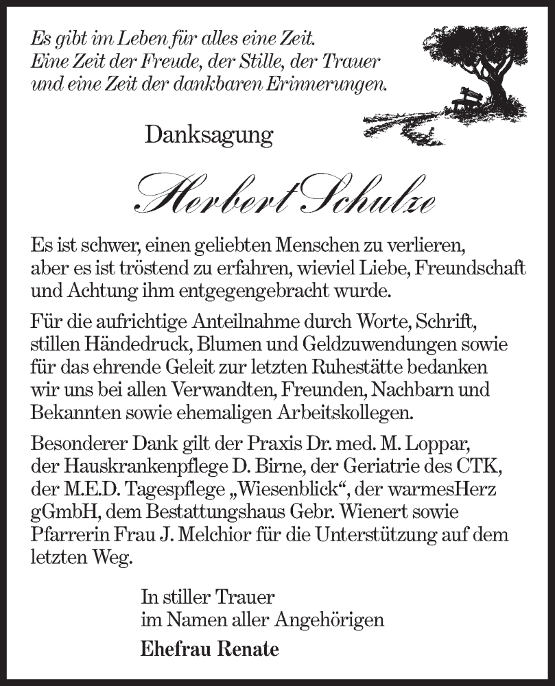 Traueranzeige für Herbert Schulze vom 18.01.2025 aus Lausitzer Rundschau
