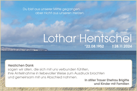Traueranzeige von Lothar Hentschel von Lausitzer Rundschau
