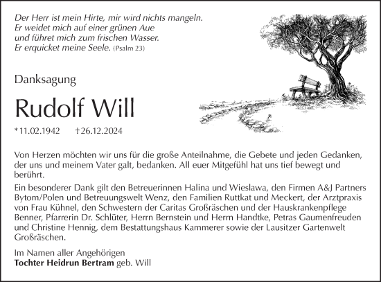 Traueranzeige von Rudolf Will von Lausitzer Rundschau