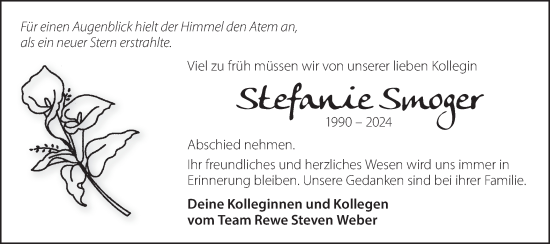 Traueranzeige von Stefanie Smoger von Lausitzer Rundschau