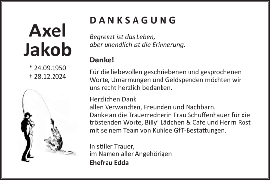 Traueranzeige von Axel Jakob von Lausitzer Rundschau