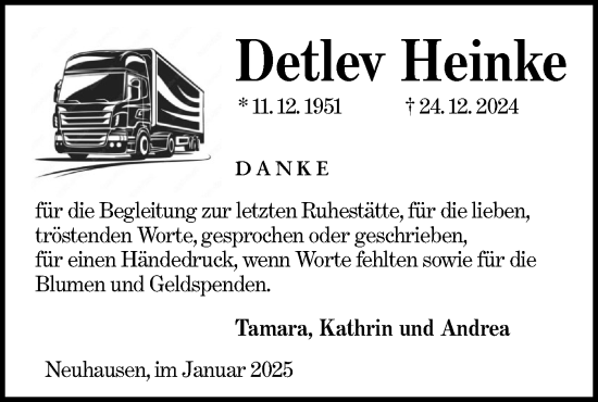 Traueranzeige von Detlev Heinke von Lausitzer Rundschau