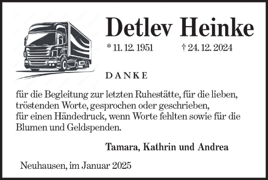 Traueranzeige von Detlev Heinke von Lausitzer Rundschau